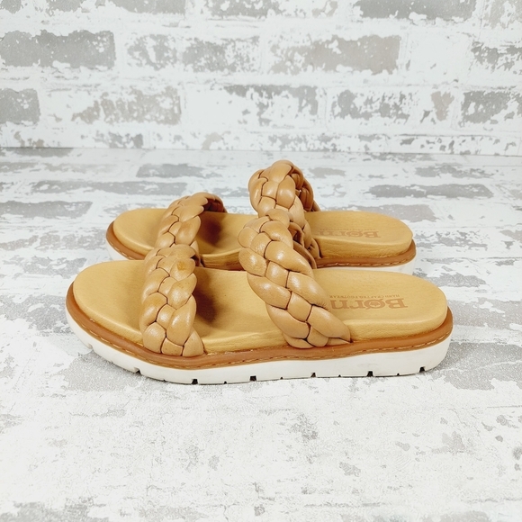 Born Fressia Light Braided Tan Slip On PLatform Sandals H571 - Picture 6 of 13
